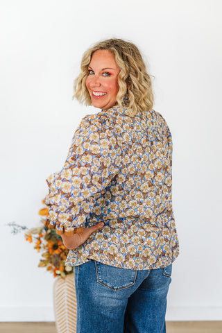 Fran Floral Top - Brown Mix