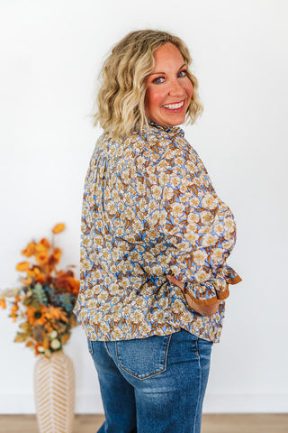 Fran Floral Top - Brown Mix