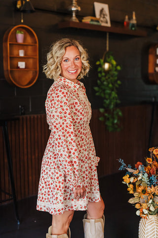 Fiona Fall Floral Dress - Champagne Mix