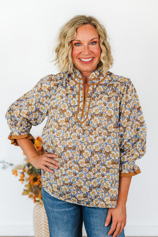 Fran Floral Top - Brown Mix
