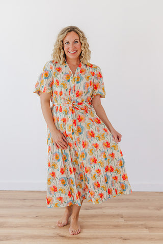 Pops Of Floral Dress - Cream