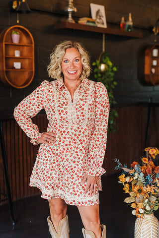 Fiona Fall Floral Dress - Champagne Mix