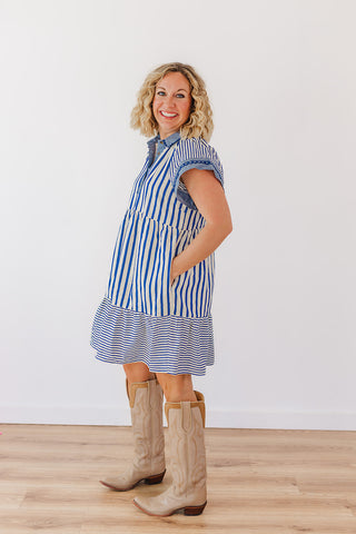 Springtide Stripe Dress - Blue