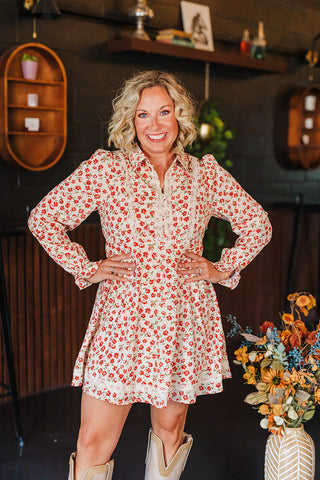 Fiona Fall Floral Dress - Champagne Mix