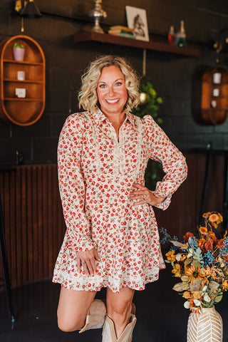 Fiona Fall Floral Dress - Champagne Mix