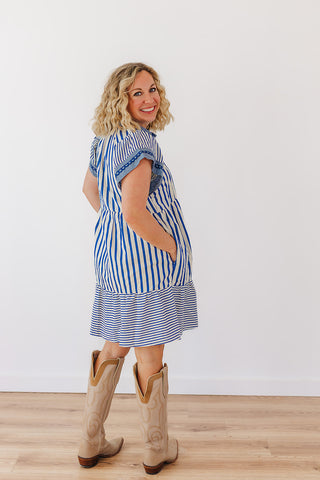 Springtide Stripe Dress - Blue