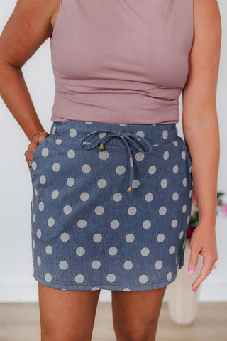 Refined Denim Skort - Polka Dot