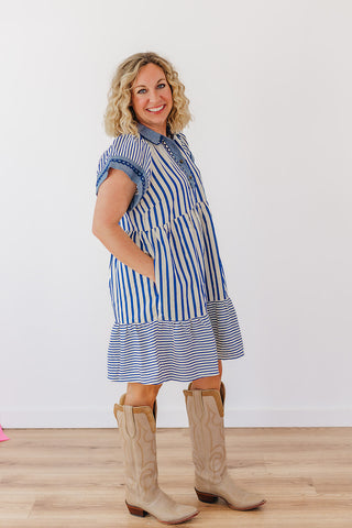 Springtide Stripe Dress - Blue