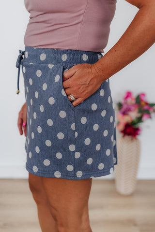 Refined Denim Skort - Polka Dot