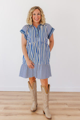 Springtide Stripe Dress - Blue