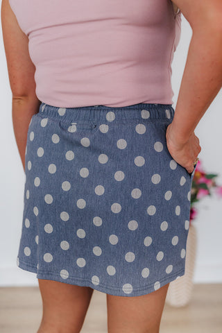 Refined Denim Skort - Polka Dot