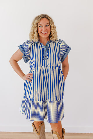 Springtide Stripe Dress - Blue