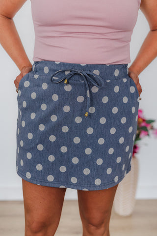 Refined Denim Skort - Polka Dot