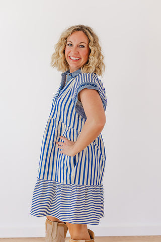 Springtide Stripe Dress - Blue