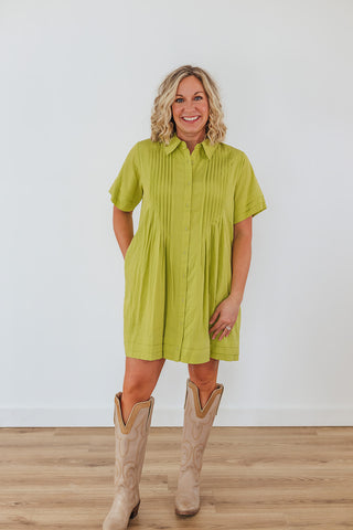 Flatter Me Dress - Lime