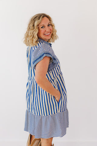 Springtide Stripe Dress - Blue