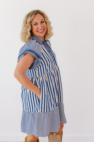 Springtide Stripe Dress - Blue