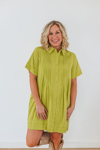 Flatter Me Dress - Lime
