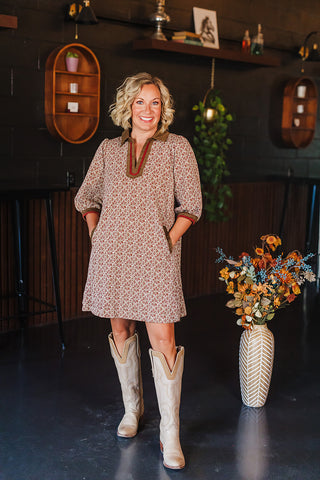 Fall State Of Mind Dress - Chesnut