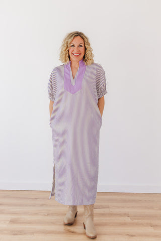 Spring Stripe Season Dress - Lavender