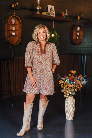 Fall State Of Mind Dress - Chesnut