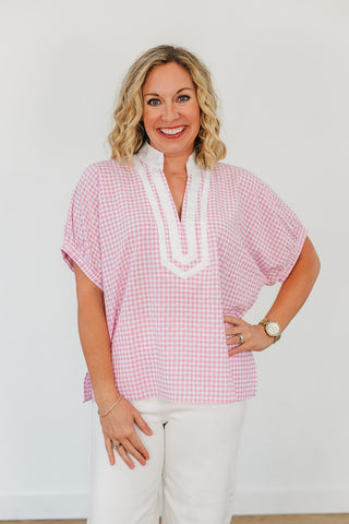 Checkered Queen Top - Pink