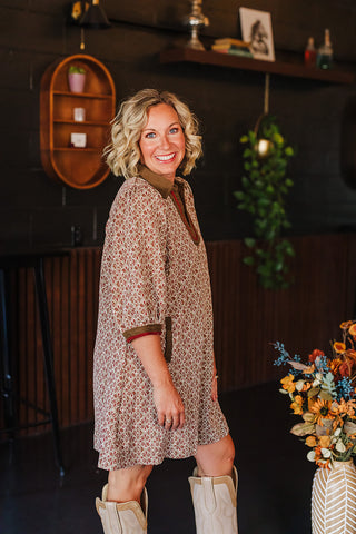 Fall State Of Mind Dress - Chesnut