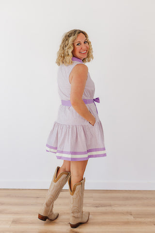 Sassy Stripe Dress - Lavender