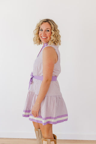 Sassy Stripe Dress - Lavender