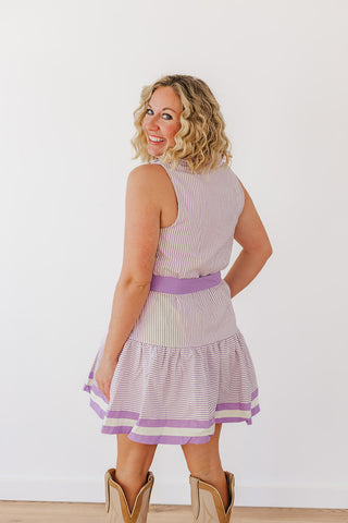 Sassy Stripe Dress - Lavender