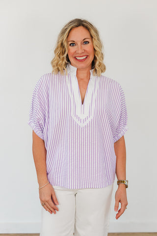 Say It Ain't So Stripe Top - Lavender