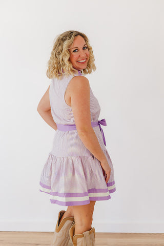 Sassy Stripe Dress - Lavender