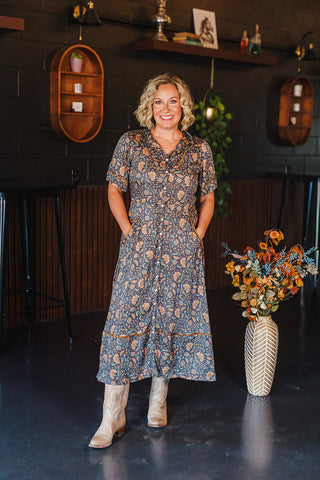 La Dahlia Dress - Copper Floral