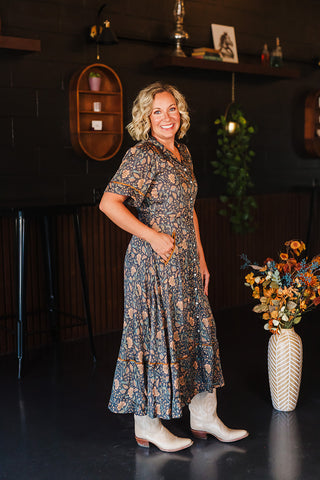 La Dahlia Dress - Copper Floral