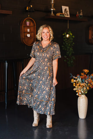 La Dahlia Dress - Copper Floral