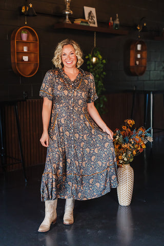 La Dahlia Dress - Copper Floral