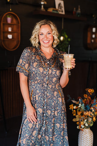 La Dahlia Dress - Copper Floral