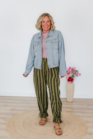 Stella Rhinestone Denim Jacket - Light Wash