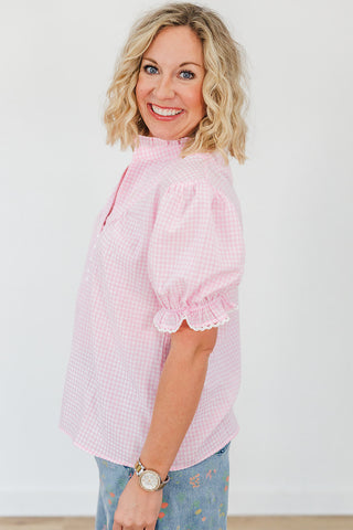 Lauren Top - Pink Gingham