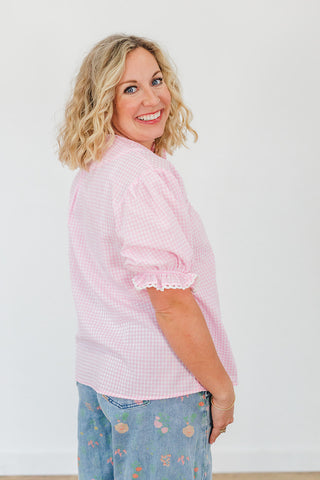 Lauren Top - Pink Gingham