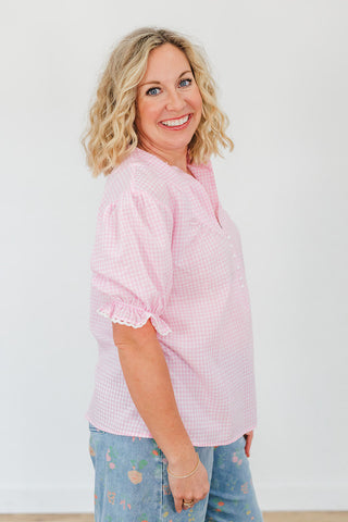Lauren Top - Pink Gingham