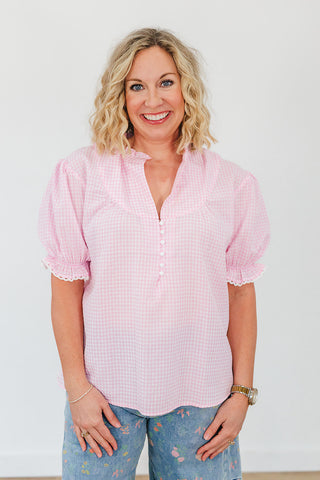 Lauren Top - Pink Gingham