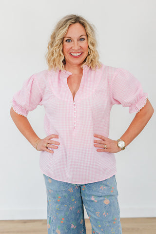 Lauren Top - Pink Gingham