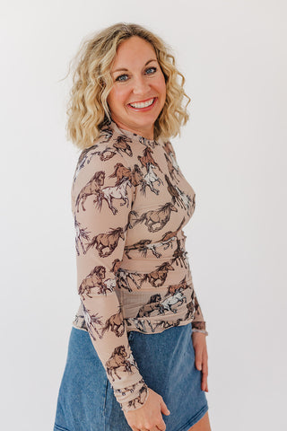 Kate Mesh Top - Wild Horses