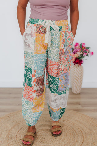 Pretty Patchwork Print Pants