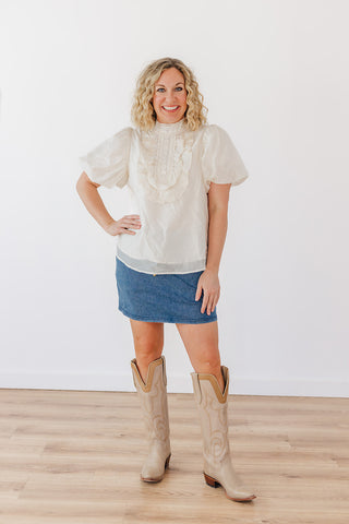 So Sassy Shimmer Top- Pearl White