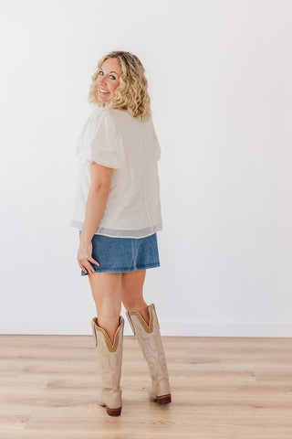 So Sassy Shimmer Top- Pearl White