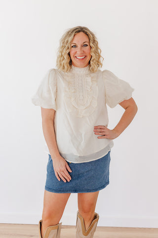 So Sassy Shimmer Top- Pearl White