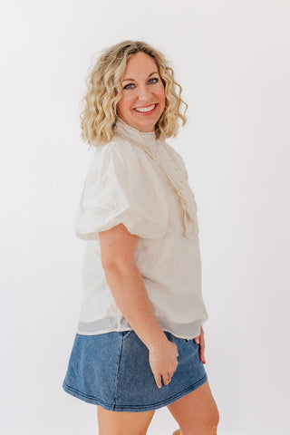So Sassy Shimmer Top- Pearl White