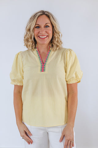 Neon Rainbow Top - Neon Yellow